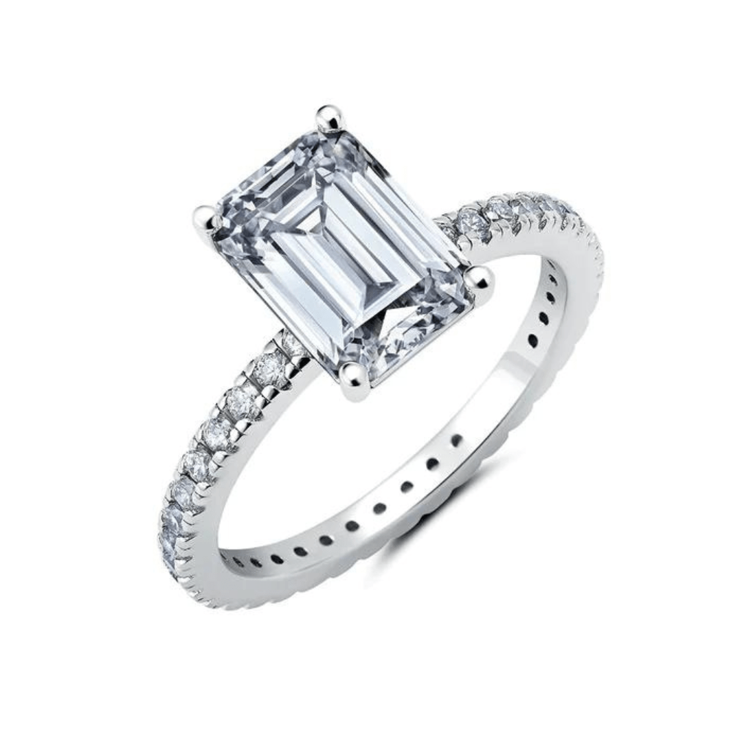 Crislu Emerald Step Cut Engagement Ring - Platinum - Crislu