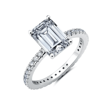 Crislu Emerald Step Cut Engagement Ring - Platinum - Crislu