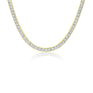 Crislu Mens Princess Cut 3mm Tennis Necklace - 18k Gold - Crislu