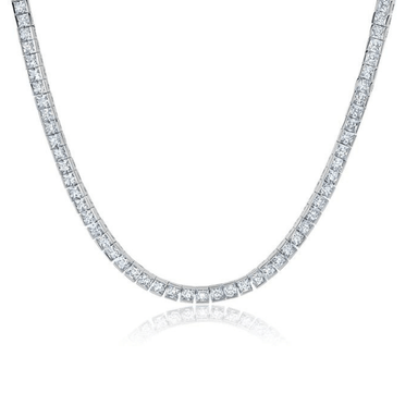 Crislu Mens Princess Cut 3mm Tennis Necklace - Platinum - Crislu