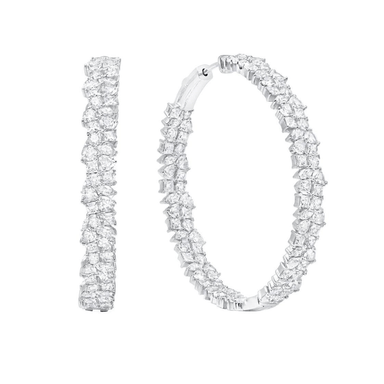 Crislu Multi Cluster Large Hoop Earrings - Platinum - Crislu