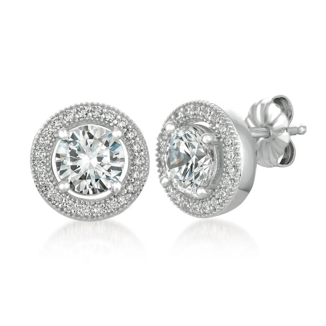 Crislu Round Cushion Halo Earrings - Crislu
