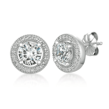 Crislu Round Cushion Halo Earrings - Crislu