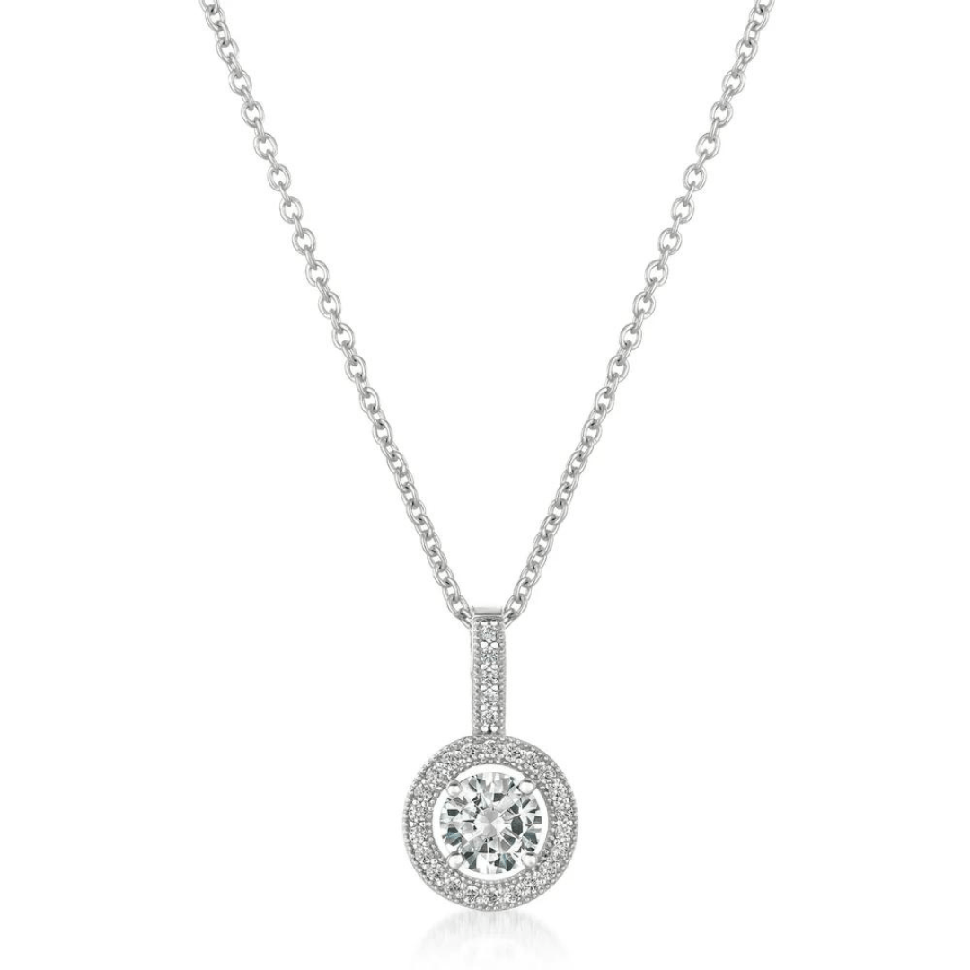 Crislu Round Cushion Halo Necklace - Crislu