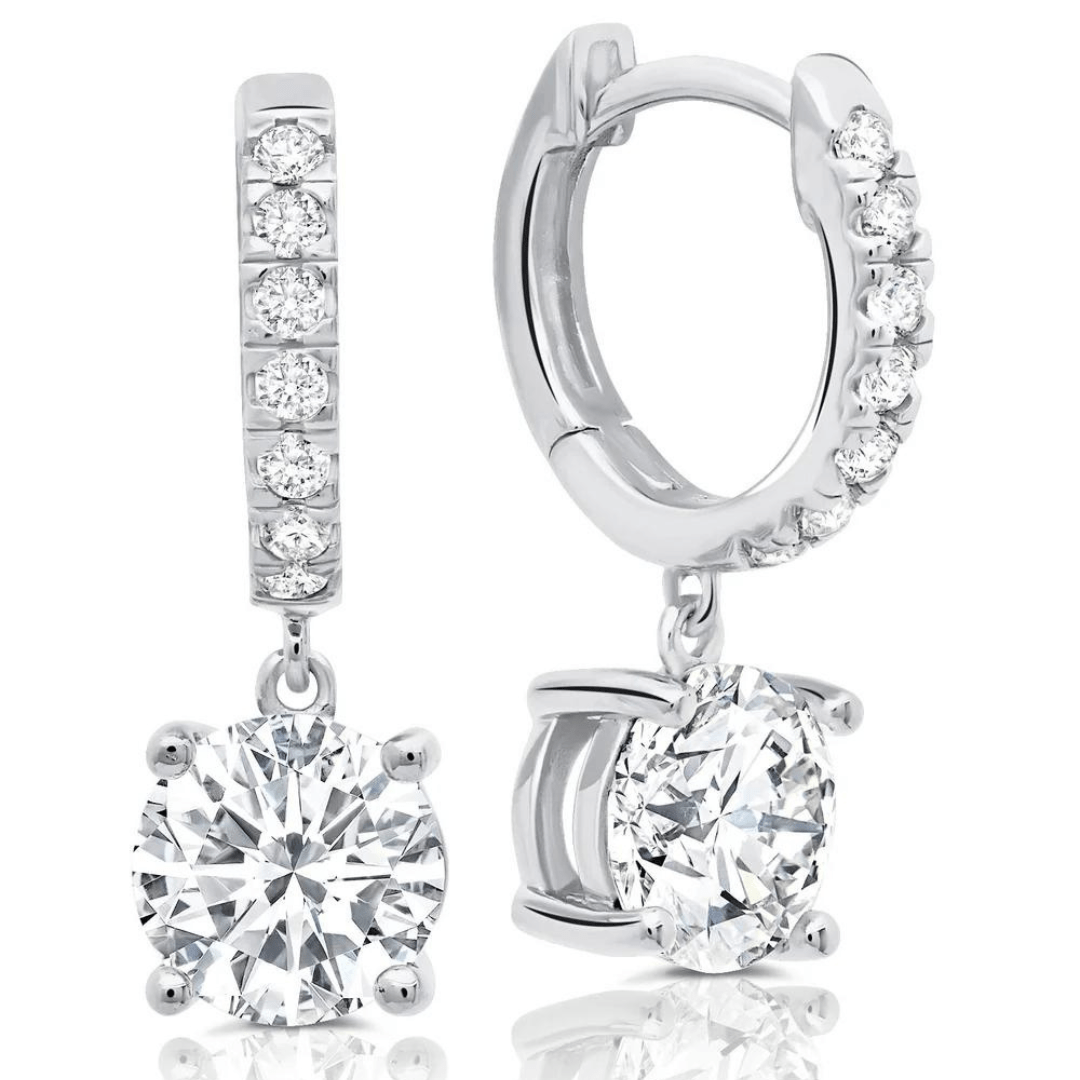 Crislu Round Huggie Drop Earrings - Crislu