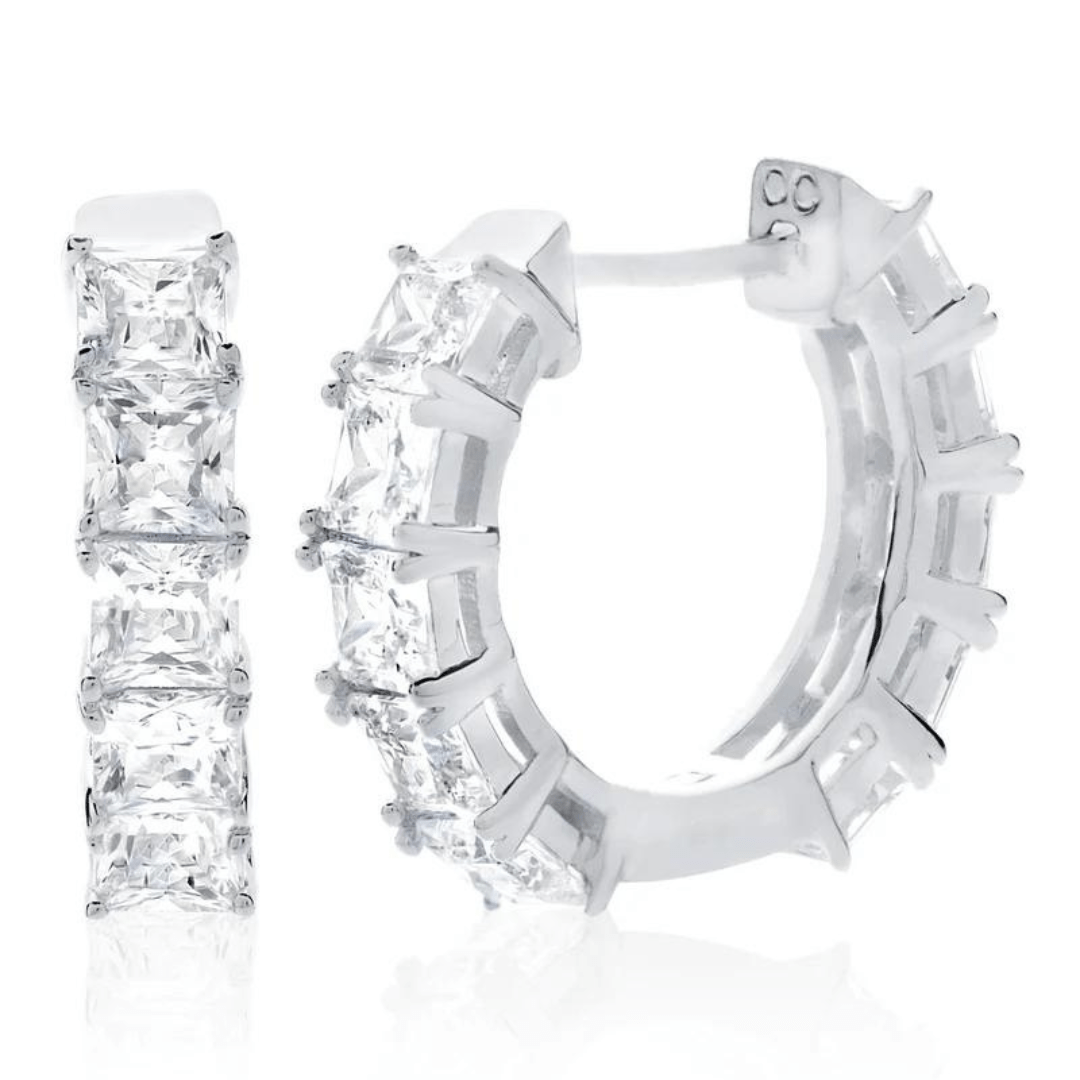 Crislu Small Princess Cut Hoop Earrings - Crislu