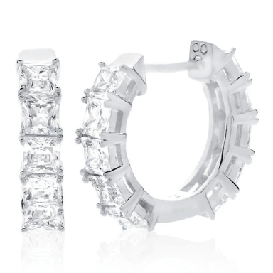 Crislu Small Princess Cut Hoop Earrings - Crislu
