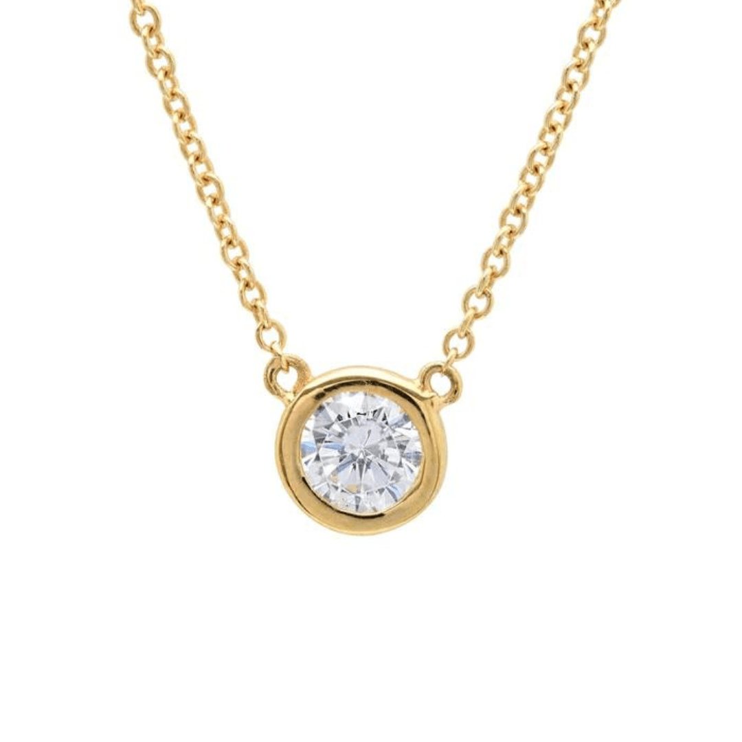 Crislu Solitaire Bezel Set Small Pendant Necklace - Crislu