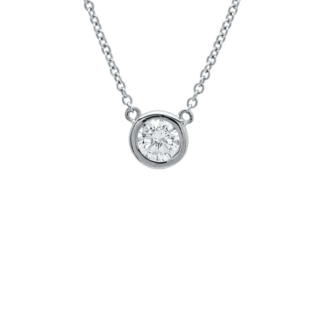 Crislu Solitaire Bezel Set Small Pendant Necklace - Crislu