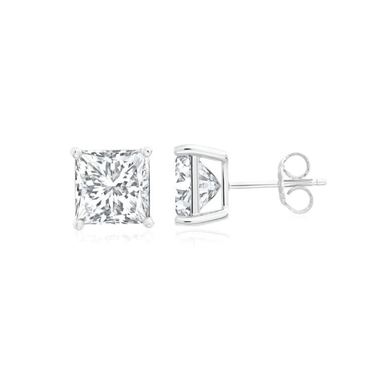 Crislu Solitaire Princess Stud Earrings - Platinum 3.0cttw - Crislu
