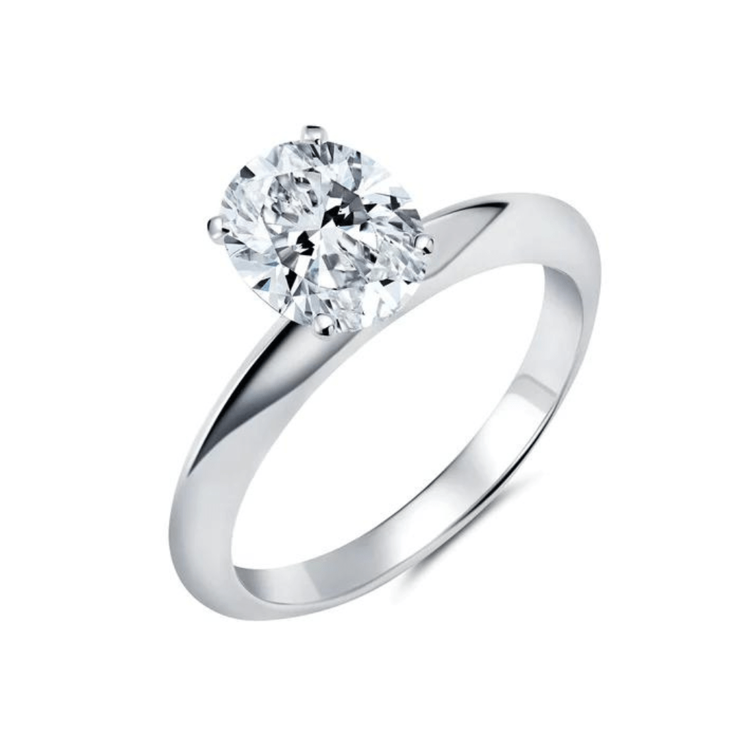 Crislu Tiffany Oval Cut Crystal Ring - Platinum - Crislu