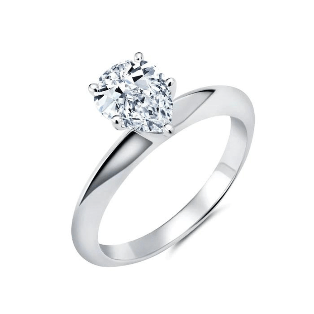 Crislu Tiffany Pear Cut Crystal Ring - Platinum - Crislu