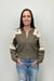 Crochet Shoulder Bomber Cardigan - Olive - Very Moda
