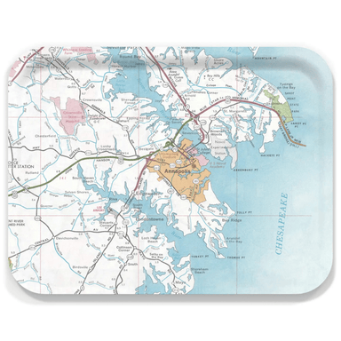 Daisy Mae Vintage Annapolis Map Birchwood Serving Tray - Large - Daisy Mae Designs