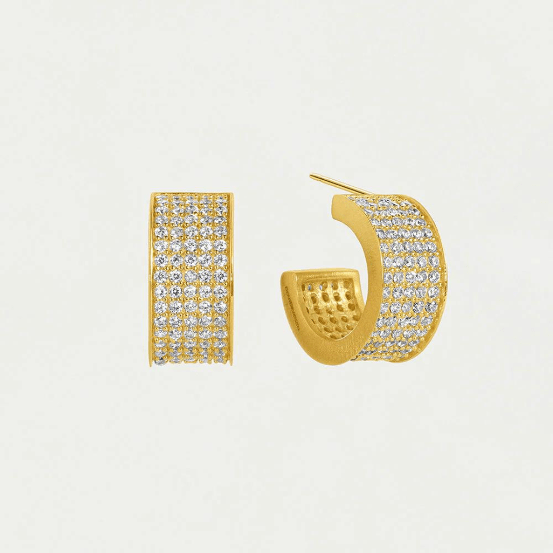 Dean Davidson Petit Pave Thick Huggie Hoops - White Topaz/Gold - Dean Davidson
