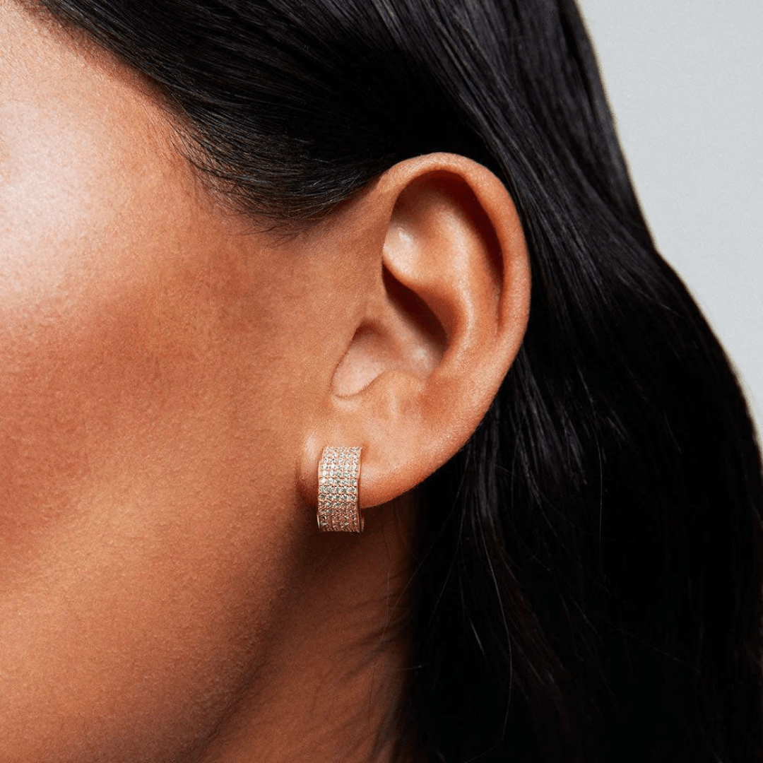 Dean Davidson Petit Pave Thick Huggie Hoops - White Topaz/Gold - Dean Davidson