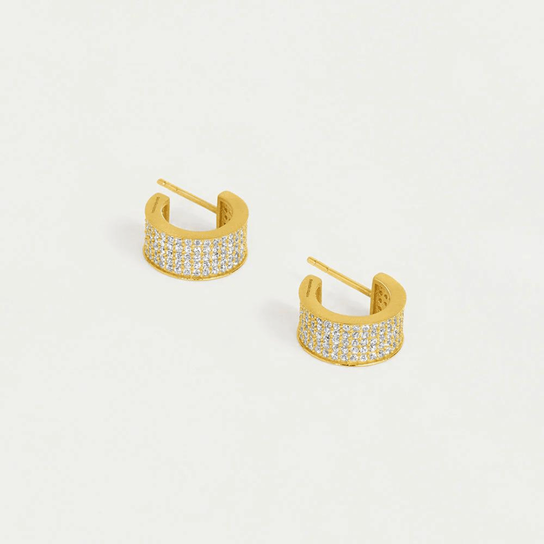 Dean Davidson Petit Pave Thick Huggie Hoops - White Topaz/Gold - Dean Davidson