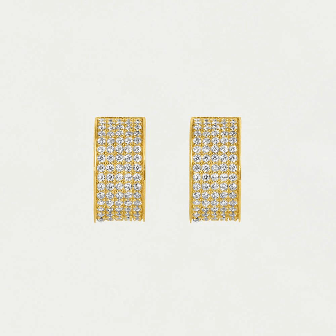 Dean Davidson Petit Pave Thick Huggie Hoops - White Topaz/Gold - Dean Davidson