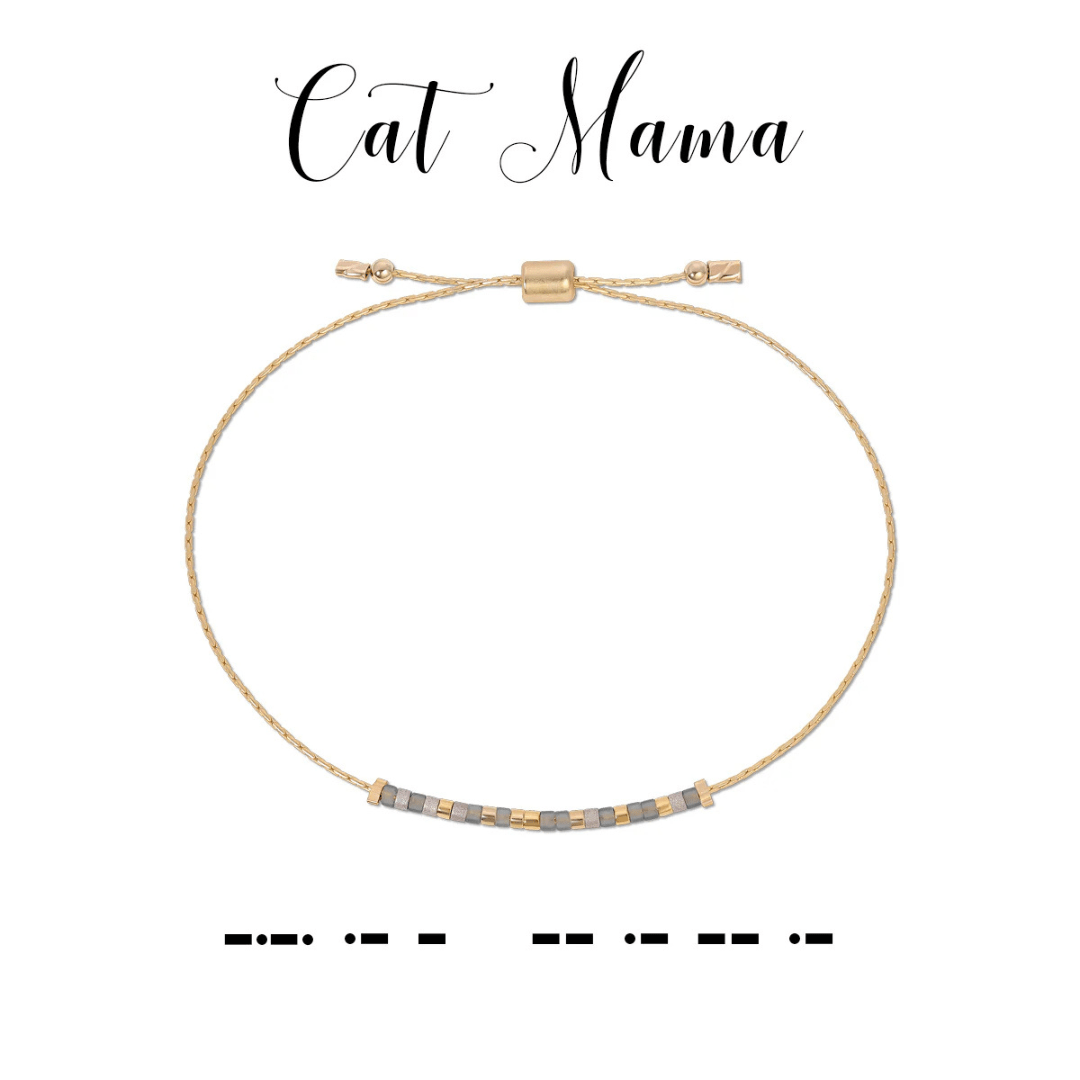 Dot & Dash Morse Code Beaded Bracelet - Cat Mama - Dot & Dash Designs