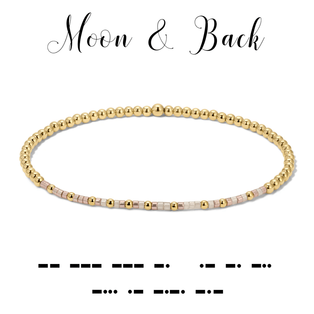 Dot & Dash Morse Code Beaded Bracelet - Moon & Back - Dot & Dash Designs