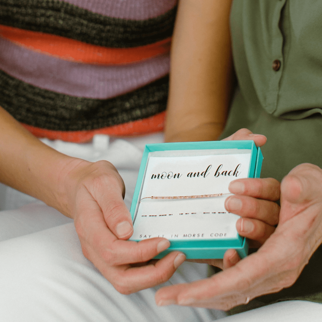 Dot & Dash Morse Code Beaded Bracelet - Moon & Back - Dot & Dash Designs