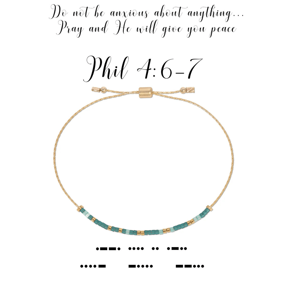 Dot & Dash Morse Code Beaded Bracelet - Philippians 4:6 - 7 - Dot & Dash Designs