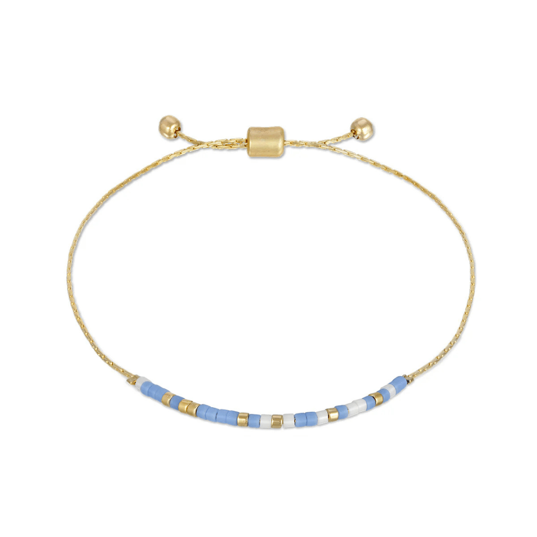 Dot & Dash Morse Code Bracelet - Be Happy/Periwinkle & White - Dot & Dash Designs