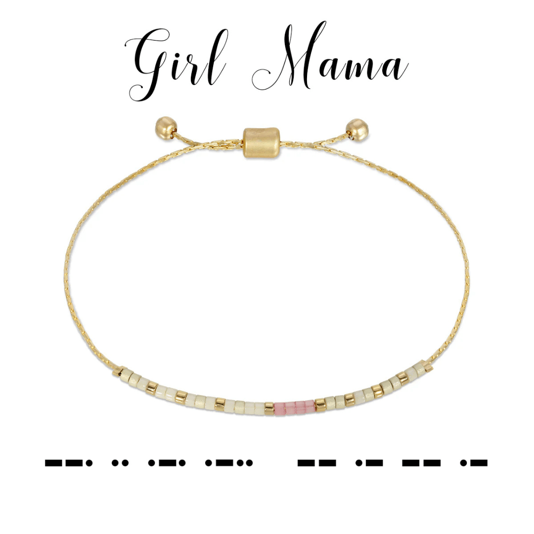 Dot & Dash Morse Code Bracelet - Girl Mama/Ivory & Rose - Dot & Dash Designs