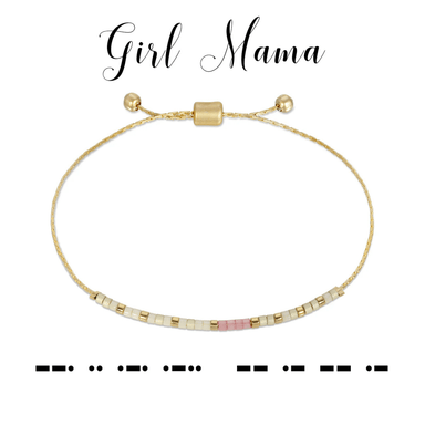 Dot & Dash Morse Code Bracelet - Girl Mama/Ivory & Rose - Dot & Dash Designs