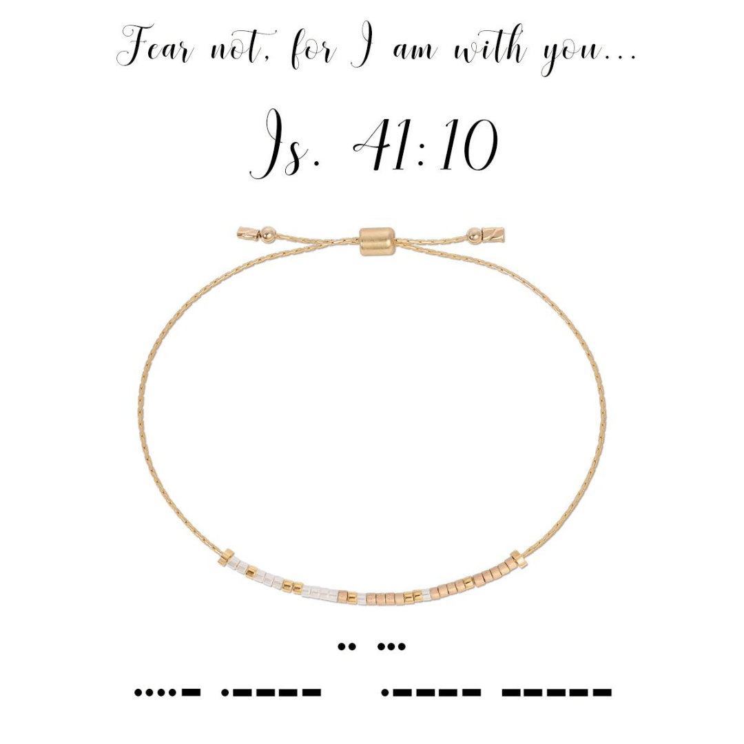 Dot & Dash Morse Code Bracelet - Isaiah 41:10 - Dot & Dash Designs