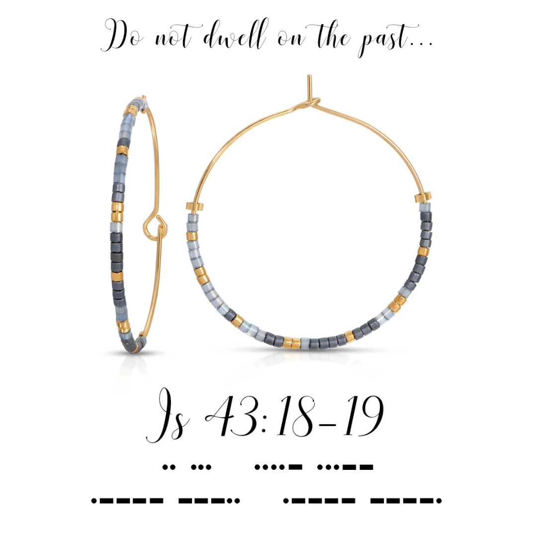 Dot & Dash Morse Code Hoop Earrings - Isaiah 43:18 - 19 - Dot & Dash Designs