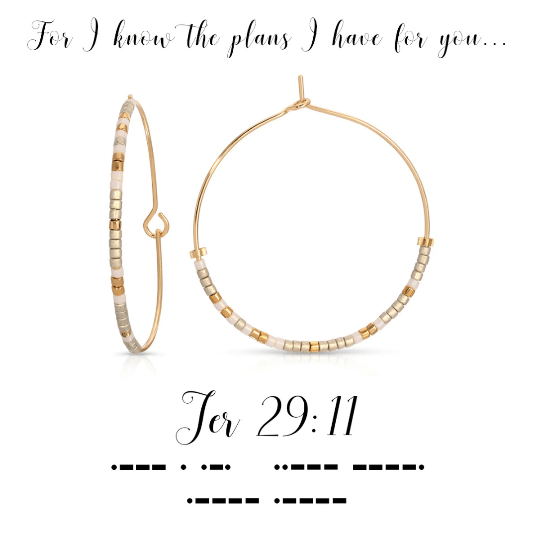 Dot & Dash Morse Code Hoop Earrings - Jeremiah 29:11 - Dot & Dash Designs