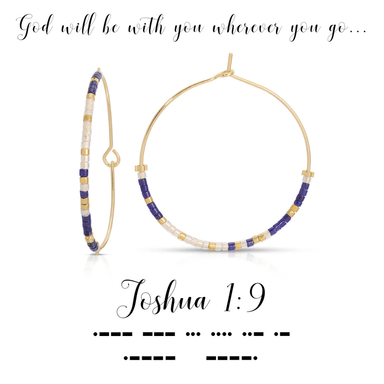 Dot & Dash Morse Code Hoop Earrings - Joshua 1:9 - Dot & Dash Designs
