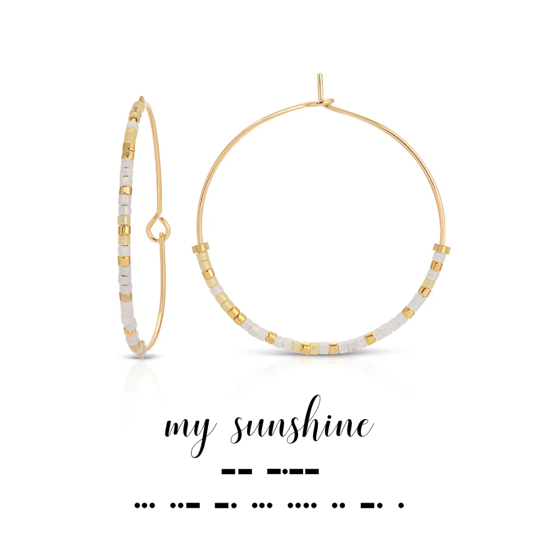 Dot & Dash Morse Code Hoop Earrings - My Sunshine - Dot & Dash Designs