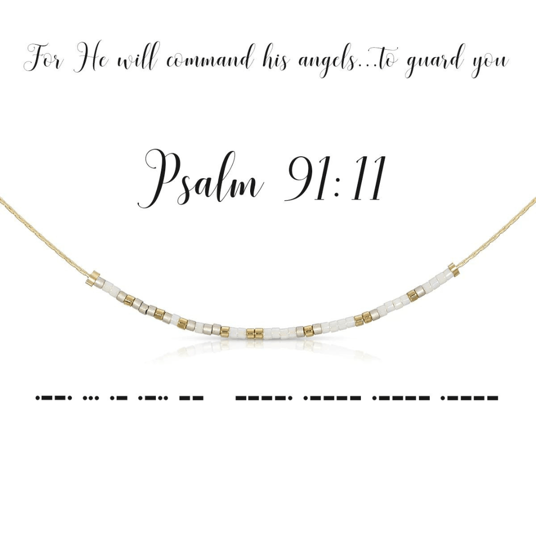 Dot & Dash Morse Code Necklace - Psalm 91:11 - Dot & Dash Designs