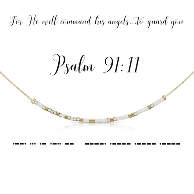 Dot & Dash Morse Code Necklace - Psalm 91:11 - Dot & Dash Designs
