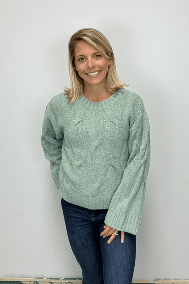 Elan Crew Neck Loose Fit Cable Sweater - Silverpine - Tribal Sportswear
