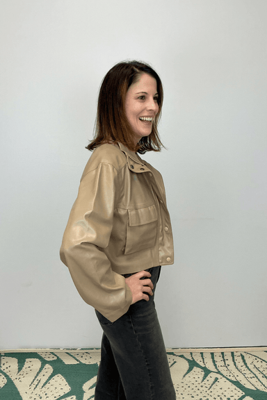 Elan Cropped Leather Jacket - Macchiato - Elan
