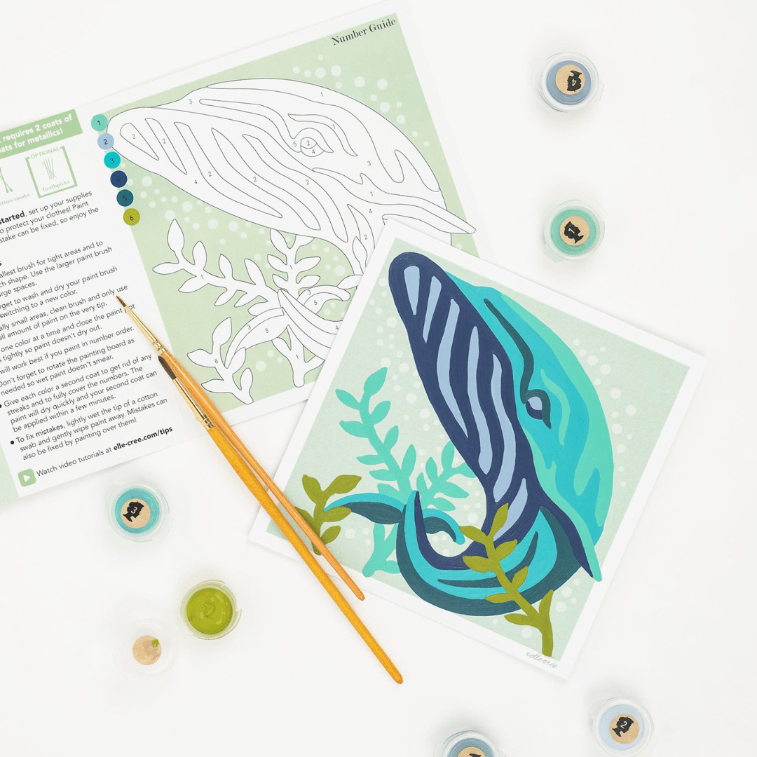 Elle Crée Kid's Mini Paint - by - Number Kit - Bubbly Blue Whale - Elle Cree (She Creates)