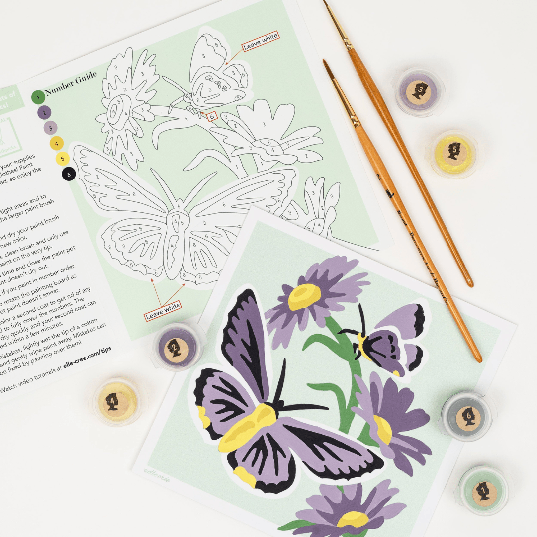 Elle Crée Mini Paint - by - Number Kit - Butterflies - Elle Cree (She Creates)