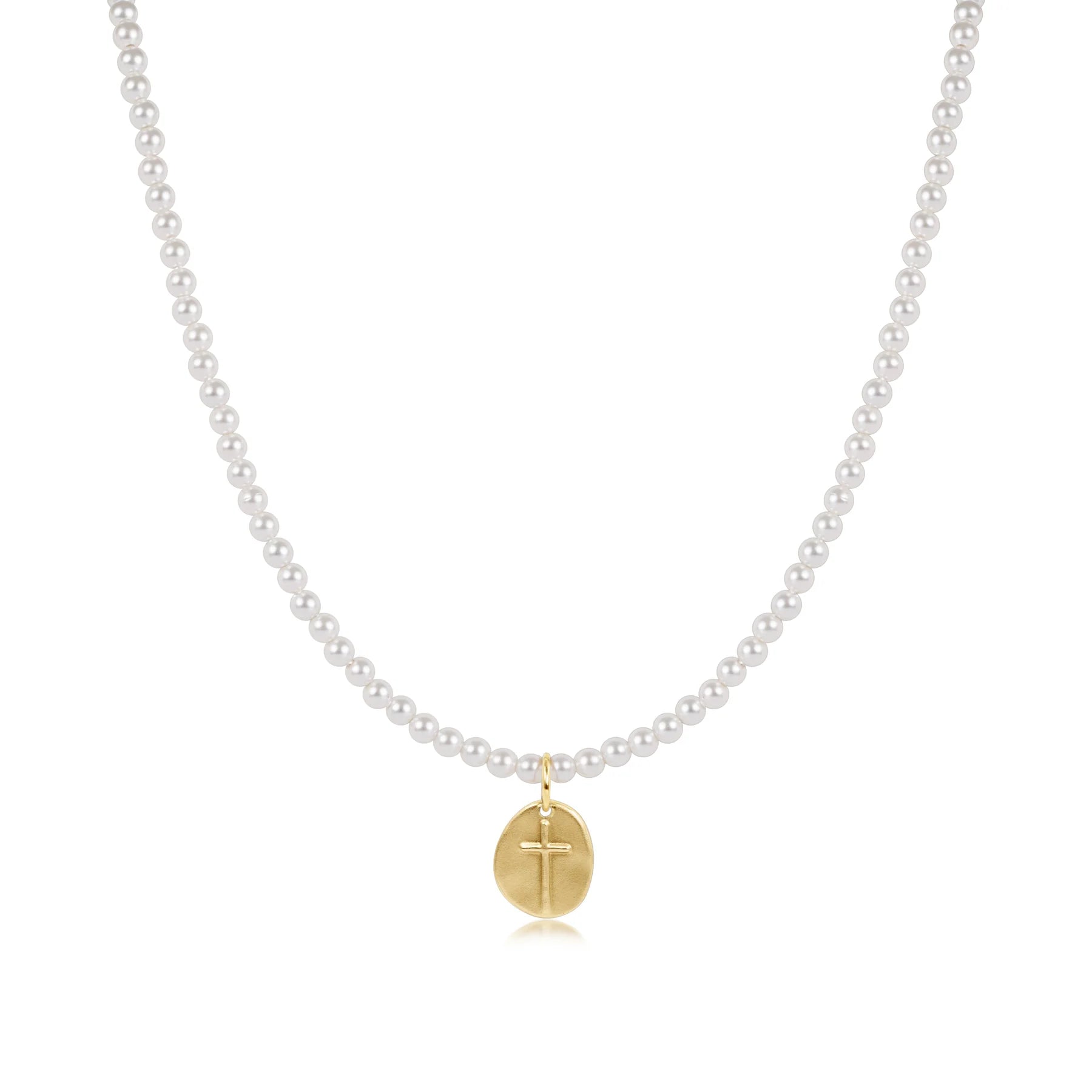 Enewton 17" Choker Classic Pearl 3mm Bead - Inspire Small Gold Charm - Enewton