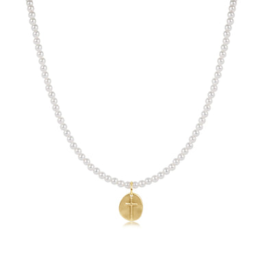 Enewton 17" Choker Classic Pearl 3mm Bead - Inspire Small Gold Charm - Enewton