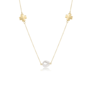 Enewton 17" Choker Signature Cross Admire Simplicity Chain Gold - Pearl - Enewton