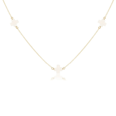 Enewton 17" Gold Signature Cross Simplicity Chain Choker - Signature Cross Off White - Enewton