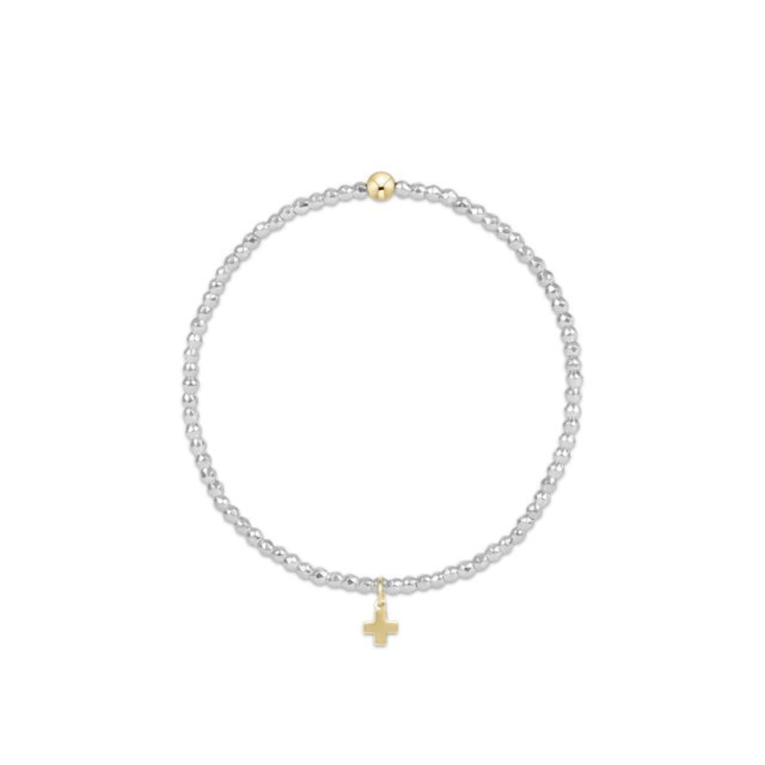 Enewton Bright Silver 2mm Bead Bracelet - Signature Cross Gold Charm - Enewton