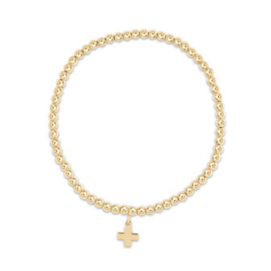 Enewton Classic Gold 3mm Bead Bracelet w/ Signature Cross Charm - Enewton