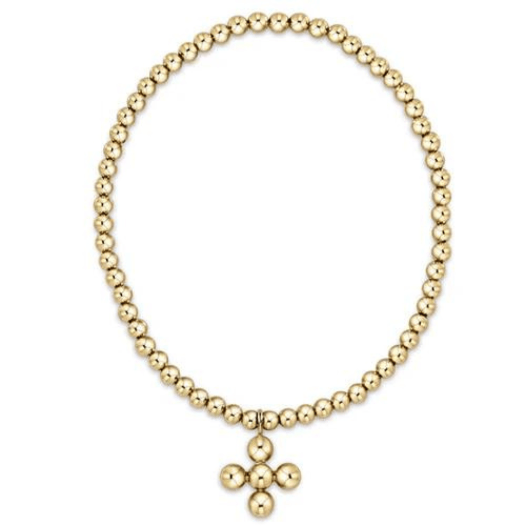 Enewton Classic Gold 3mm/4mm Bead Bracelet - Cross Gold Charm - Enewton