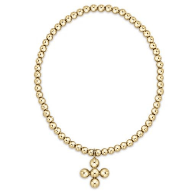 Enewton Classic Gold 3mm/4mm Bead Bracelet - Cross Gold Charm - Enewton