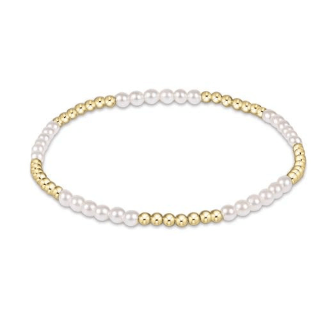 Enewton Classic Gold Blissful Pattern 2.5mm Bead Bracelet - Pearl - Enewton