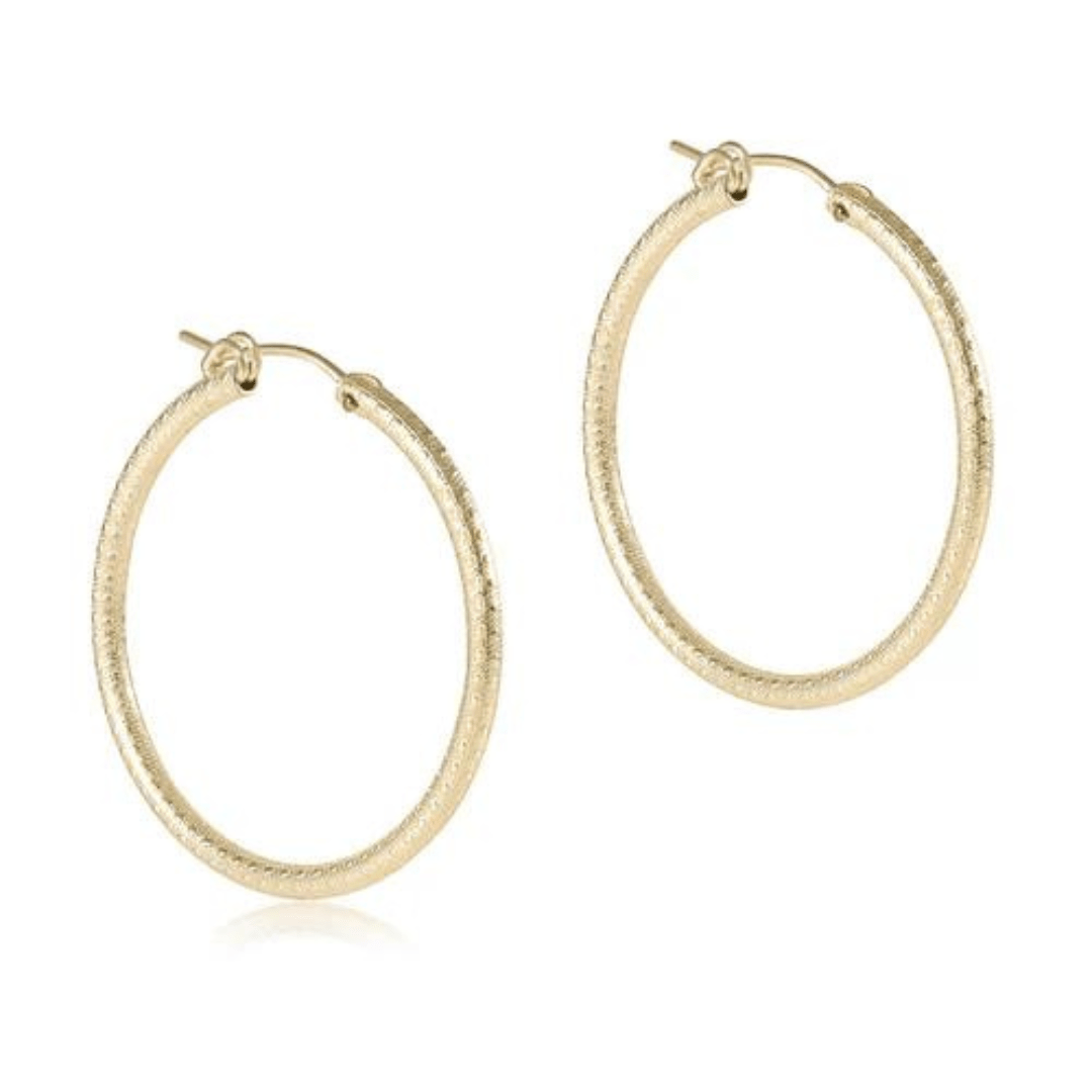 Enewton Classic Gold Round Textured Hoops - Enewton